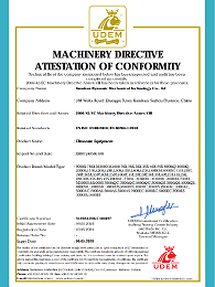 MACHINERY DIRECTIVE ATTESTATION OF CONFORMITY